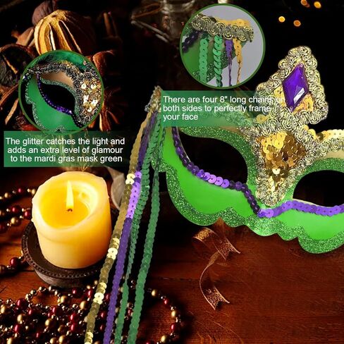 قناع ماردي جراس كرنفال مطلي لامع وديكورات الحفلات التنكرية للنساء والرجال وحفلات أعياد الميلاد وحفلات الزفاف in Kuwait