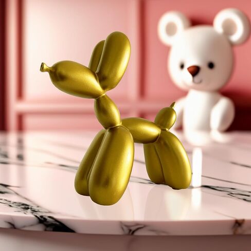 Large Gold Balloon Dog Sculpture with Box, 8 Inches Tall Big Gold Balloon Dog Statue, Modern Art Gold Decor Accent for Home, Office, Preppy Room Decor, Living Room Gold Decoration & Birthday Gift in Saudi Arabia