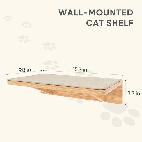 Cat Wall Shelf with Cat Scratching Mat, Cat Wall Furniture, Wood Shelves Wall Mounted Beds for Jumping, Sleeping, Playing, Climbing (Shelf) in Saudi Arabia