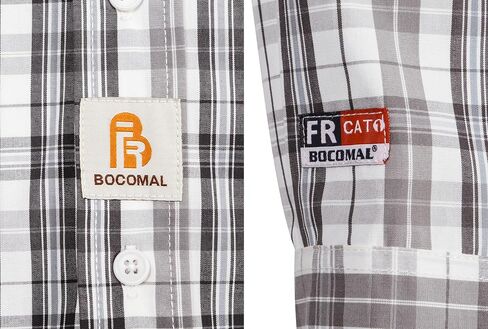 BOCOMAL FR Shirts Plaid 4.5oz Lightweight for Summer Flame Resistant Men's Fire Retardant Shirt-CAT1 in Saudi Arabia