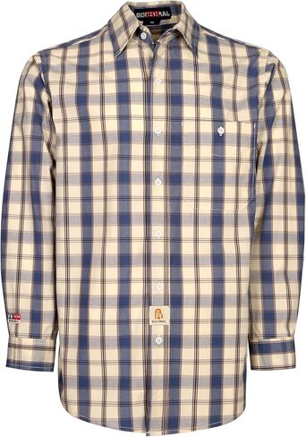 BOCOMAL FR Shirts Plaid 4.5oz Lightweight for Summer Flame Resistant Men's Fire Retardant Shirt-CAT1 in Kuwait