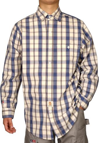 BOCOMAL FR Shirts Plaid 4.5oz Lightweight for Summer Flame Resistant Men's Fire Retardant Shirt-CAT1 in Kuwait