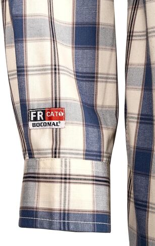 BOCOMAL FR Shirts Plaid 4.5oz Lightweight for Summer Flame Resistant Men's Fire Retardant Shirt-CAT1 in Kuwait