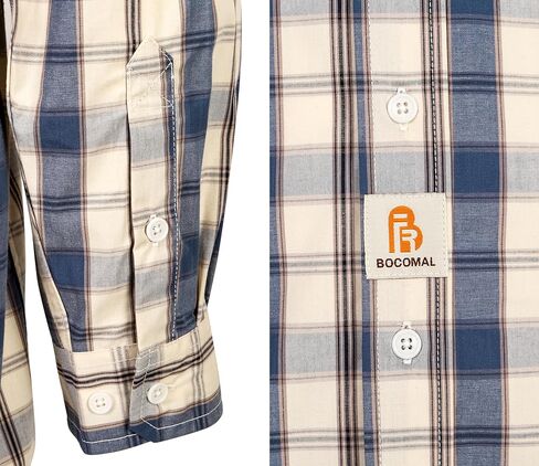 BOCOMAL FR Shirts Plaid 4.5oz Lightweight for Summer Flame Resistant Men's Fire Retardant Shirt-CAT1 in Kuwait