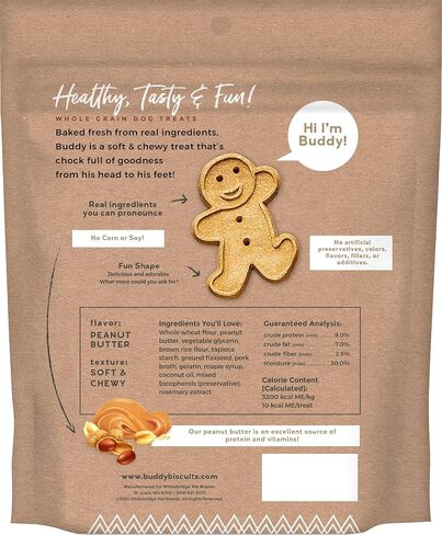 Buddy Biscuits 8 oz Bag of Softies Soft & Chewy Dog Treats, Made with Peanut Butter in Saudi Arabia