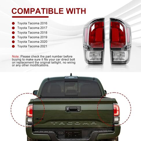 غطاء إضاءة خلفي لجانب الركاب الأيمن من BLACKHORSE-RACING، متوافق مع Toyota Tacoma 2016 2017 2018 2019 2020 2021 2022 مع مصباح فرامل، استبدل 81550-04170 in Kuwait