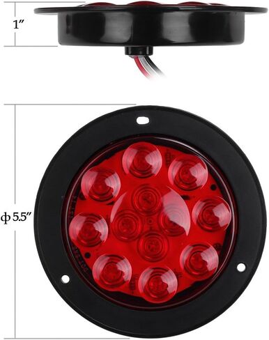 Partsam LED Truck Trailer Tail Lights with Steel Brackets - Waterproof DC12 Red 12-LED Round Tail Light Bar for Stop/Turn/Brake Running Lamps Fits any Camper/RV/Camper/UTV/Boat Trailers(2 PCS) in Saudi Arabia