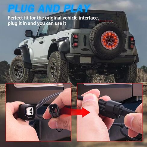 ضوء فرامل الإطارات الاحتياطية لبرونكو (التوصيل والتشغيل) ضوء عجلة خلفية مزدوج LED أضواء عجلة الذيل الثالثة، 150 قطعة LED فائقة السطوع متوافقة مع 2021 2022 2023 Ford Bronco in Kuwait