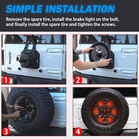ضوء فرامل الإطارات الاحتياطية لبرونكو (التوصيل والتشغيل) ضوء عجلة خلفية مزدوج LED أضواء عجلة الذيل الثالثة، 150 قطعة LED فائقة السطوع متوافقة مع 2021 2022 2023 Ford Bronco in Kuwait