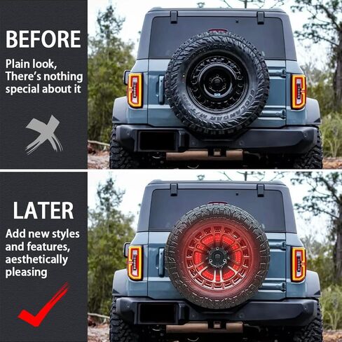 ضوء فرامل الإطارات الاحتياطية لبرونكو (التوصيل والتشغيل) ضوء عجلة خلفية مزدوج LED أضواء عجلة الذيل الثالثة، 150 قطعة LED فائقة السطوع متوافقة مع 2021 2022 2023 Ford Bronco in Kuwait