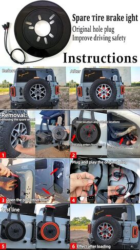ضوء فرامل الإطارات الاحتياطية لبرونكو (التوصيل والتشغيل) ضوء عجلة خلفية مزدوج LED أضواء عجلة الذيل الثالثة، 150 قطعة LED فائقة السطوع متوافقة مع 2021 2022 2023 Ford Bronco in Kuwait
