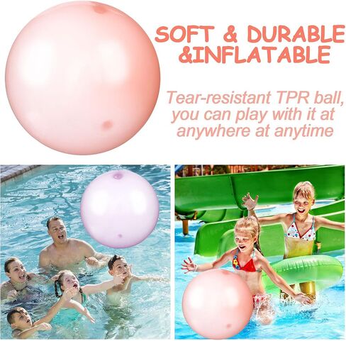 4 PCS Large Bubble Ball Magic Bubble Balls Transparent Bounce Balloon Inflatable Water Ball Beach Garden Ball Soft Rubber Ball Outdoor Party (Large) in Saudi Arabia