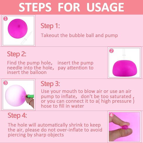 4 PCS Large Bubble Ball Magic Bubble Balls Transparent Bounce Balloon Inflatable Water Ball Beach Garden Ball Soft Rubber Ball Outdoor Party (Large) in Saudi Arabia