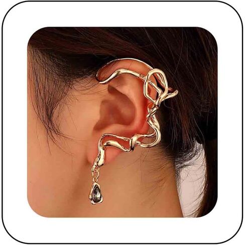 Sttiafay Ear Cuff Irregular Earring Teardrop Dangle Earring Punk Ear Wrap Crawler Earring Personality Non Pierced Ear Clip Jewelry for Women Girls in Saudi Arabia