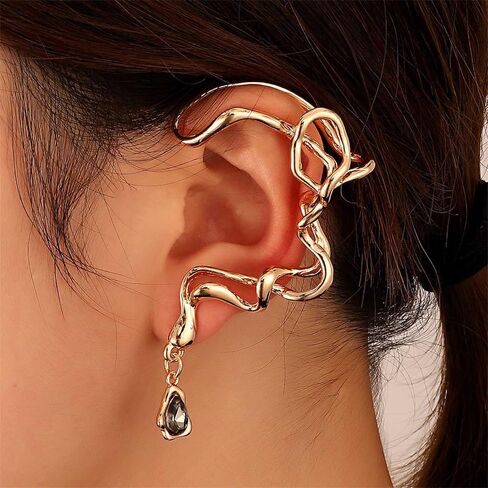 Sttiafay Ear Cuff Irregular Earring Teardrop Dangle Earring Punk Ear Wrap Crawler Earring Personality Non Pierced Ear Clip Jewelry for Women Girls in Saudi Arabia