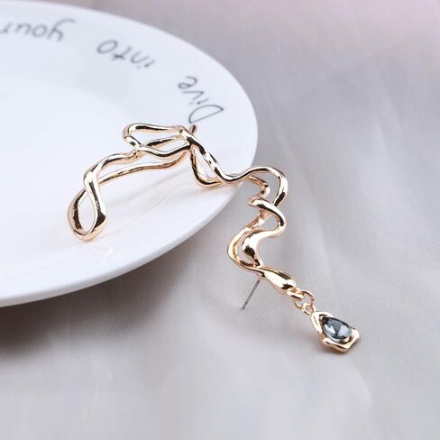 Sttiafay Ear Cuff Irregular Earring Teardrop Dangle Earring Punk Ear Wrap Crawler Earring Personality Non Pierced Ear Clip Jewelry for Women Girls in Saudi Arabia