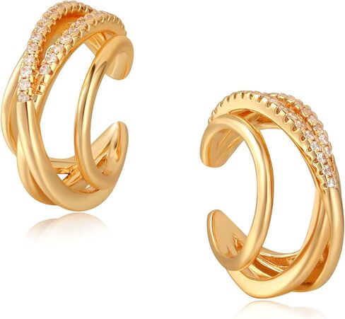 Ear Cuff Earrings for Women Non Piercing Gold Ear Cuff 14K Gold Plated Ears Clip on Cartilage Earrings Fake Earrings Handmade Hypoallergenic Jewelry Gift for Teen Girls in Saudi Arabia
