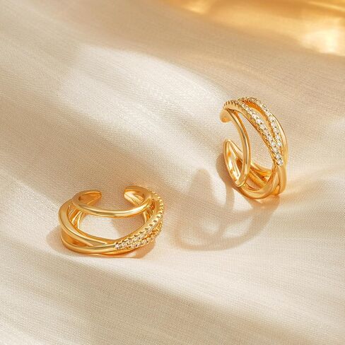 Ear Cuff Earrings for Women Non Piercing Gold Ear Cuff 14K Gold Plated Ears Clip on Cartilage Earrings Fake Earrings Handmade Hypoallergenic Jewelry Gift for Teen Girls in Saudi Arabia