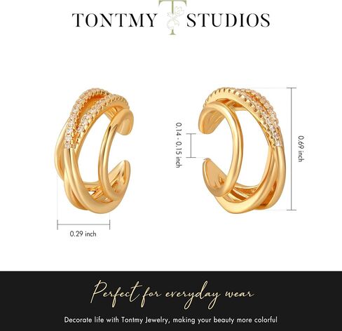 Ear Cuff Earrings for Women Non Piercing Gold Ear Cuff 14K Gold Plated Ears Clip on Cartilage Earrings Fake Earrings Handmade Hypoallergenic Jewelry Gift for Teen Girls in Saudi Arabia