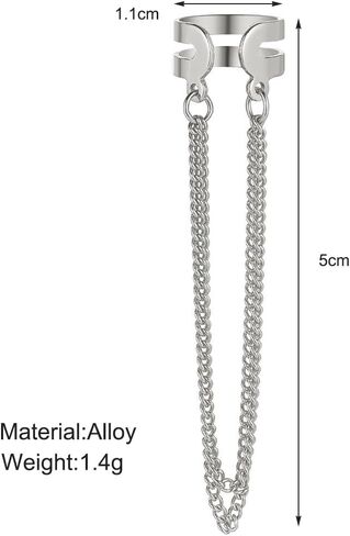 Silver Tassel Chain Ear Clip for Women Teen Girls 14k Gold No Piercing Cartilage Cuff Drop Dangle Earrings Layered Minimalist Wrap Earrings Jewelry in Saudi Arabia