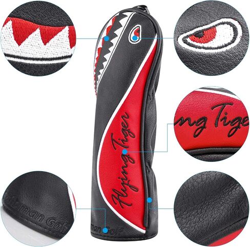 Craftsman Golf Shark Black and Red Driver Fairway Wood Rescue Hybrid Blade Putter Cover Headcover in Saudi Arabia