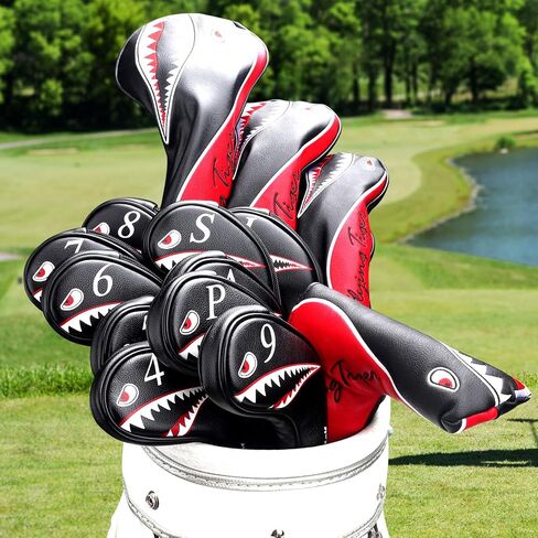 Craftsman Golf Shark Black and Red Driver Fairway Wood Rescue Hybrid Blade Putter Cover Headcover in Saudi Arabia