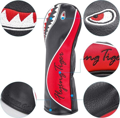 Craftsman Golf Shark Black and Red Driver Fairway Wood Rescue Hybrid Blade Putter Cover Headcover in Saudi Arabia