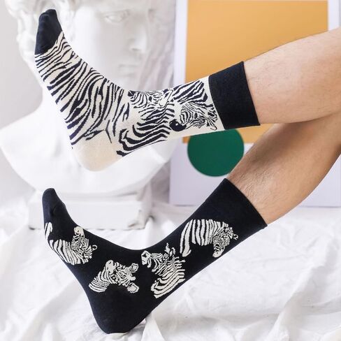 2 Pairs Novelty Cartoon Animal Print Cotton Crew Socks for Women Teen in Saudi Arabia