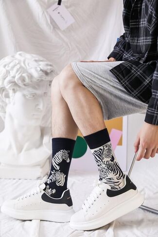 2 Pairs Novelty Cartoon Animal Print Cotton Crew Socks for Women Teen in Saudi Arabia