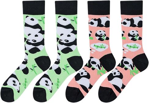 2 Pairs Novelty Cartoon Animal Print Cotton Crew Socks for Women Teen in Saudi Arabia
