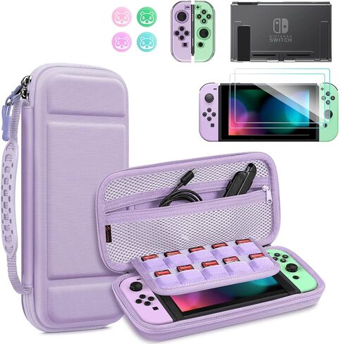 Fintie Switch Accessories Bundle, 10 in 1 Switch (NOT OLED/Lite) Accessories Kit with Nintendo Switch Carrying Case, Soft TPU Clear Cover, Screen Protector and Switch Joy-Con Thumb Grip, Galaxy in Saudi Arabia