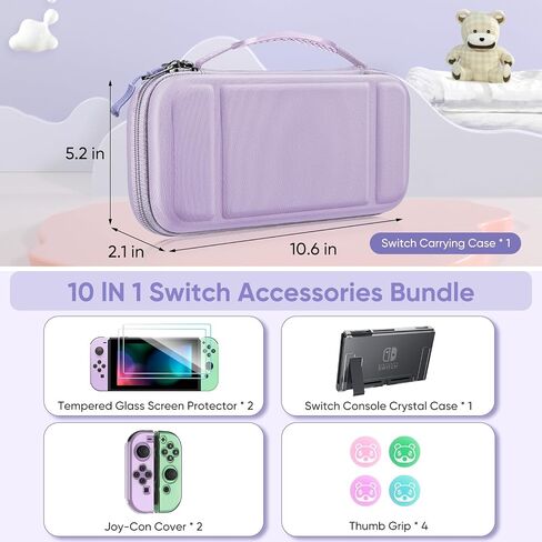 Fintie Switch Accessories Bundle, 10 in 1 Switch (NOT OLED/Lite) Accessories Kit with Nintendo Switch Carrying Case, Soft TPU Clear Cover, Screen Protector and Switch Joy-Con Thumb Grip, Galaxy in Saudi Arabia