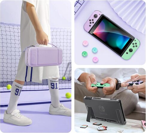 Fintie Switch Accessories Bundle, 10 in 1 Switch (NOT OLED/Lite) Accessories Kit with Nintendo Switch Carrying Case, Soft TPU Clear Cover, Screen Protector and Switch Joy-Con Thumb Grip, Galaxy in Saudi Arabia