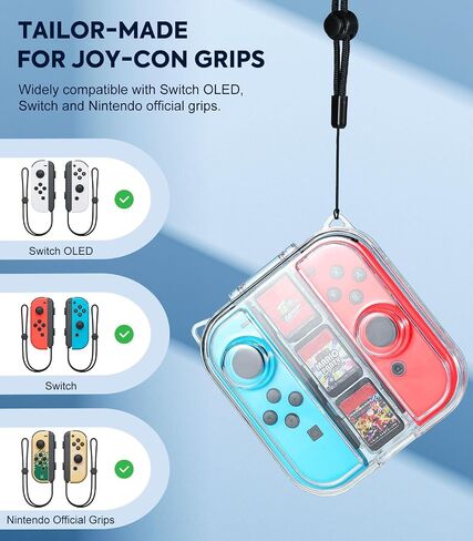 حقيبة تخزين MoKo Mini Switch Joy-con مع 3 فتحات للألعاب، صندوق حماية محمول مقاوم للغبار متوافق مع Nintendo Switch/OLED Joy-con، حقيبة سفر مع إغلاق آمن وحبل 1x in Saudi Arabia