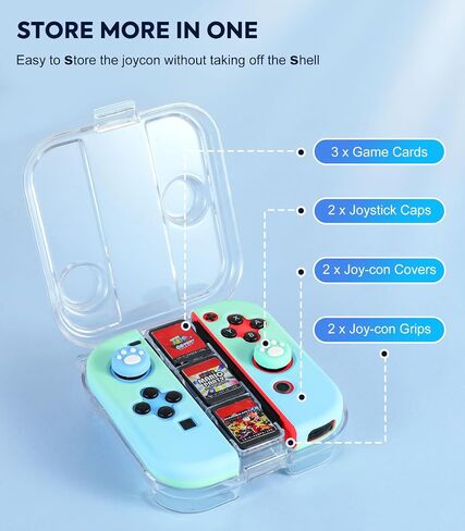 حقيبة تخزين MoKo Mini Switch Joy-con مع 3 فتحات للألعاب، صندوق حماية محمول مقاوم للغبار متوافق مع Nintendo Switch/OLED Joy-con، حقيبة سفر مع إغلاق آمن وحبل 1x in Saudi Arabia
