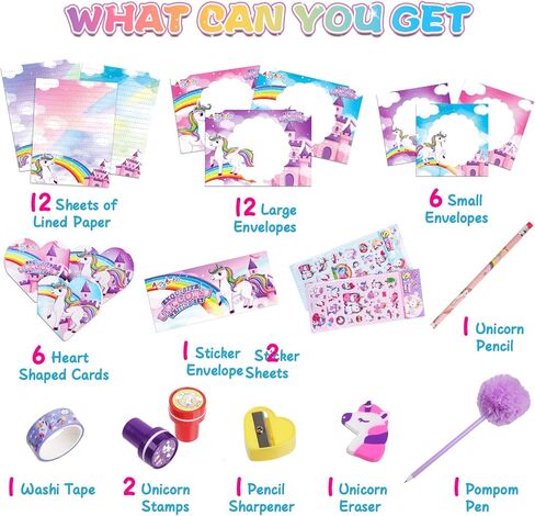 هدايا للفتيات، مجموعة قرطاسية للأطفال، مجموعة كتابة الحروف 46 قطعة، هدايا عيد الميلاد للفتيات في سن 8، 9،10،11،12، حرف عيد الميلاد المثالية للأطفال in Kuwait