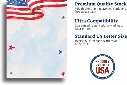American Patriotic Stationery Printer Paper Variety Pack - 80 Sheets in Saudi Arabia