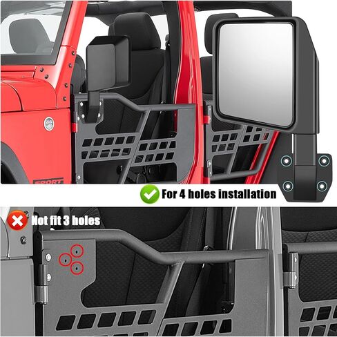 Side Mirrors for Half Doors Fits with Tubular Doors Side View Mirror Reflection Mirrors Compatible with Jeep Wrangler TJ JK JL Gladiator JT 97-24 -1 Pair in Saudi Arabia