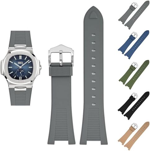 25mm Rubber Band For Patek Philippe Nautilus With Buckle, Rubber Watch Band Straps For Patek Philippe 5711 5712 5980 - Multiple Colors in Saudi Arabia