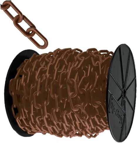 Mr. Chain Heavy-Duty Plastic Barrier Chain Reel, Brown, 2-Inch Link Diameter, 100-Foot Length (51110) in Saudi Arabia