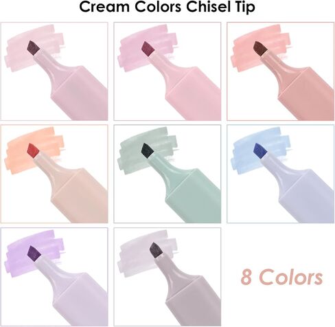 EOOUT 8 Pack Pastel Highlighters, Cream, Vintage Colors Marker Pen No Bleed Dry Fast and Easy to Hold for Bible Study Notes School Office in Saudi Arabia