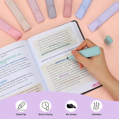 EOOUT 8 Pack Pastel Highlighters, Cream, Vintage Colors Marker Pen No Bleed Dry Fast and Easy to Hold for Bible Study Notes School Office in Saudi Arabia
