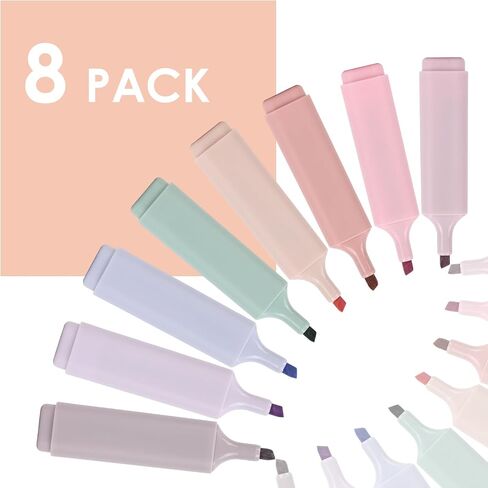 EOOUT 8 Pack Pastel Highlighters, Cream, Vintage Colors Marker Pen No Bleed Dry Fast and Easy to Hold for Bible Study Notes School Office in Saudi Arabia