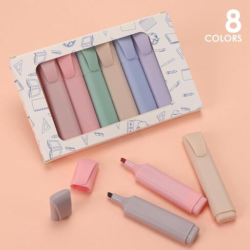 EOOUT 8 Pack Pastel Highlighters, Cream, Vintage Colors Marker Pen No Bleed Dry Fast and Easy to Hold for Bible Study Notes School Office in Saudi Arabia