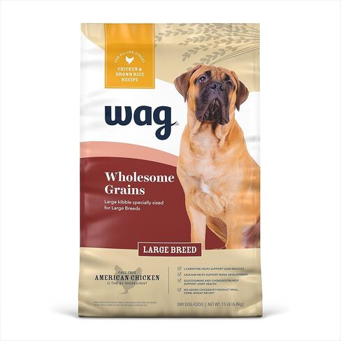 علامة أمازون التجارية – طعام الكلاب الجاف من السلالات الكبيرة، الدجاج والأرز البني، كيس 15 رطل in Kuwait