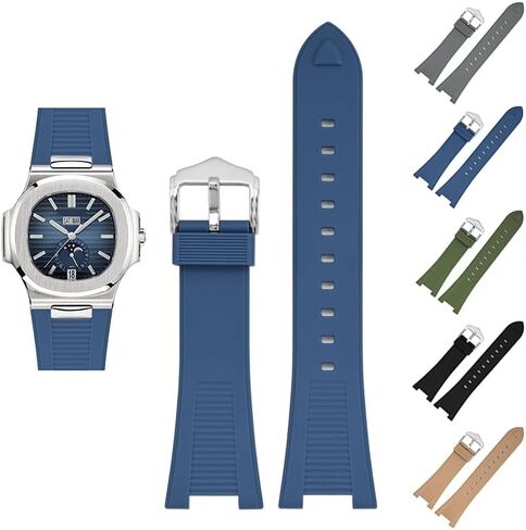 25mm Rubber Band For Patek Philippe Nautilus With Buckle, Rubber Watch Band Straps For Patek Philippe 5711 5712 5980 - Multiple Colors in Saudi Arabia