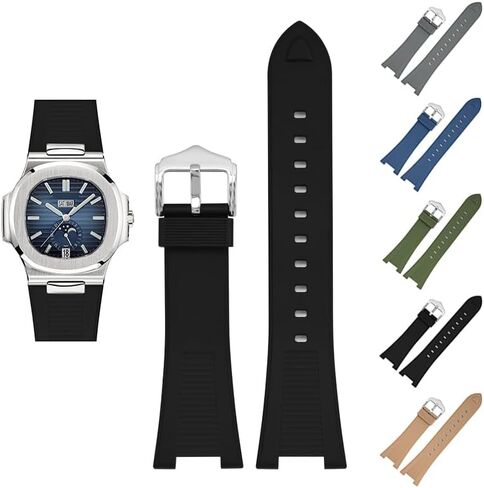 25mm Rubber Band For Patek Philippe Nautilus With Buckle, Rubber Watch Band Straps For Patek Philippe 5711 5712 5980 - Multiple Colors in Saudi Arabia
