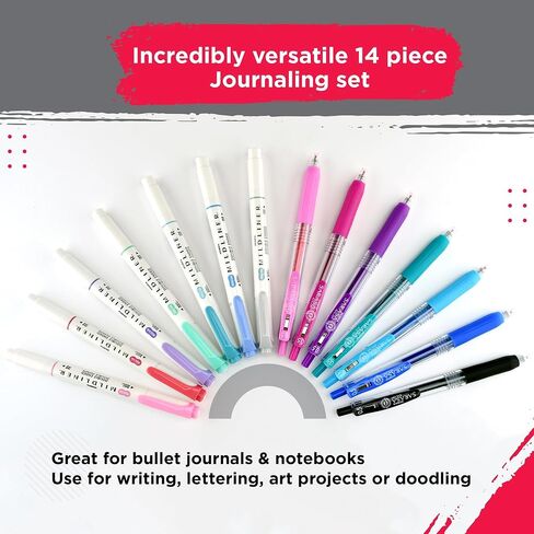 Zebra Pen Journaling Set, Includes 7 Mildliner Highlighters and 7 Sarasa Clip Retractable Gel Ink Pens, Assorted Colors, 14 Pack in Saudi Arabia