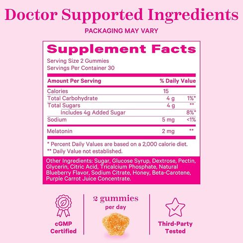 علكات الميلاتونين بينك ستورك لدعم النوم العرضي - 2 ملغ من الميلاتونين للهدوء والاسترخاء - الخريف والبقاء نائمًا - جرعة منخفضة للنساء الحوامل والمرضعات - 60 علكة للنوم in Kuwait