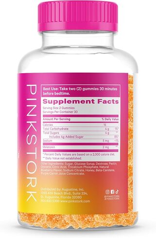 علكات الميلاتونين بينك ستورك لدعم النوم العرضي - 2 ملغ من الميلاتونين للهدوء والاسترخاء - الخريف والبقاء نائمًا - جرعة منخفضة للنساء الحوامل والمرضعات - 60 علكة للنوم in Kuwait